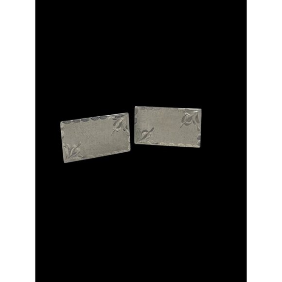 Anson 925 Sterling Silver Vintage Cufflinks with Etched Floral Design - Picture 2 of 6